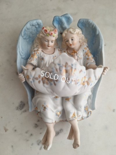 画像9: アンティークビスクダブルエンジェル聖水盤