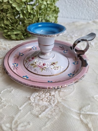 画像6: ホーロー手描きローズ柄キャンドルスティック