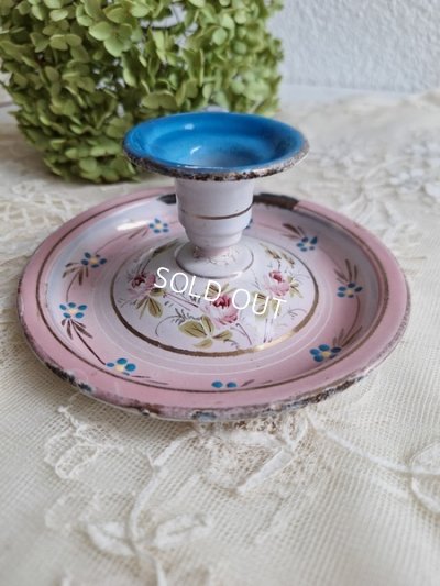 画像9: ホーロー手描きローズ柄キャンドルスティック