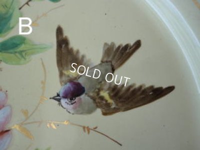 画像8: ホーロー製小鳥とローズ柄手描きプレート