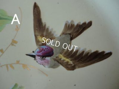 画像3: ホーロー製小鳥とローズ柄手描きプレート