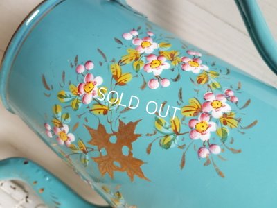画像10: ホーロー製手描き花柄コーヒーポット