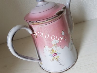 画像2: ホーローピンクローズ柄コーヒーポット