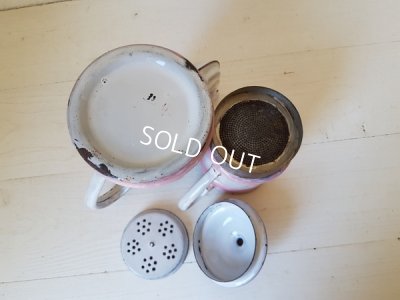 画像6: ホーローピンク花柄手描きコーヒーポット