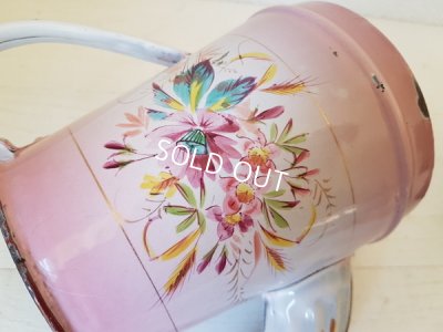 画像8: ホーローピンク花柄手描きコーヒーポット