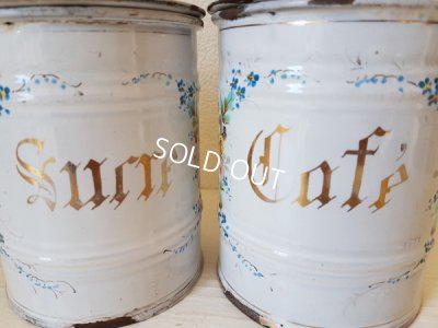 画像4: ホーロー白手描きローズとパンジー柄キャニスター