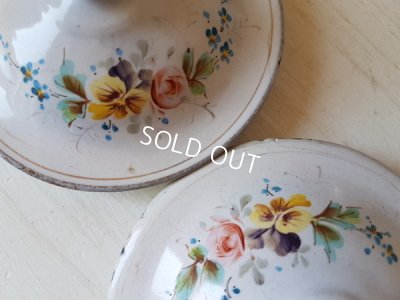 画像7: ホーロー白手描きローズとパンジー柄キャニスター