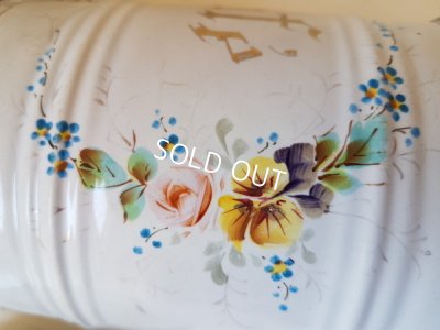 画像8: ホーロー白手描きローズとパンジー柄キャニスター