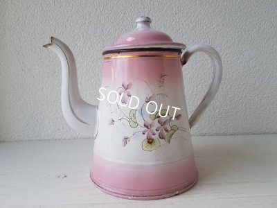 画像12: ホーローピンクすみれ柄コーヒーポット