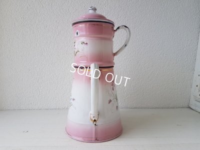 画像2: ホーローピンクすみれ柄コーヒーポット