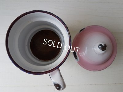 画像10: ホーローピンクすみれ柄コーヒーポット