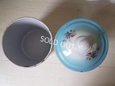 画像2: ホーローブルーのぼかし花柄Cafeキャニスター