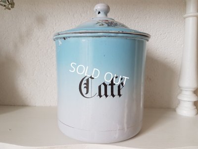 画像6: ホーローブルーのぼかし花柄Cafeキャニスター