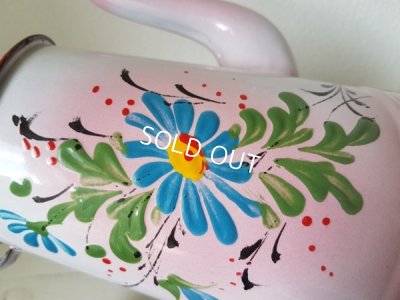 画像2: ホーローピンク手描きコーヒーポット