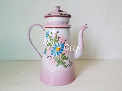 画像4: ホーローピンク手描きコーヒーポット