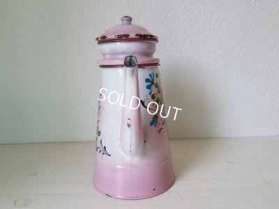 画像5: ホーローピンク手描きコーヒーポット