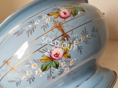 画像3: ホーローブルーローズ柄手描きスーピエール