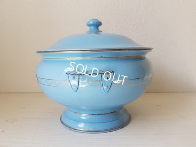 画像11: ホーローブルーローズ柄手描きスーピエール