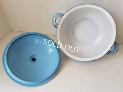 画像7: ホーローブルーローズ柄手描きスーピエール