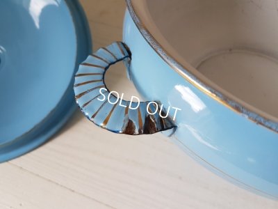 画像6: ホーローブルーローズ柄手描きスーピエール