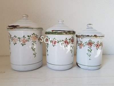 画像3: アンティークホーローローズ柄キャニスター