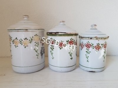 画像4: アンティークホーローローズ柄キャニスター