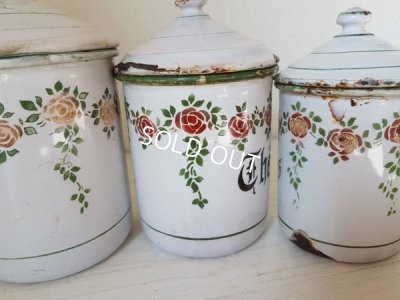 画像6: アンティークホーローローズ柄キャニスター
