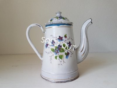 画像7: ホーロー白すみれ柄コーヒーポット