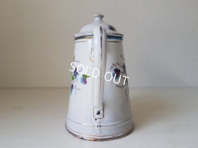 画像10: ホーロー白すみれ柄コーヒーポット