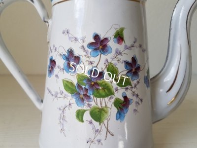 画像12: ホーロー白すみれ柄コーヒーポット