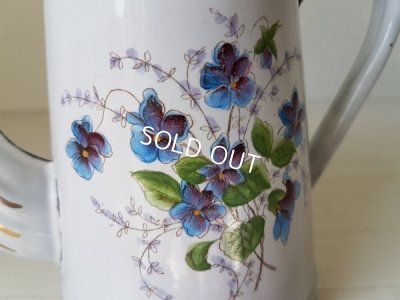 画像13: ホーロー白すみれ柄コーヒーポット