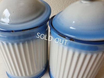 画像3: アンティークホーロー花柄キャニスター