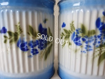 画像2: アンティークホーロー花柄キャニスター