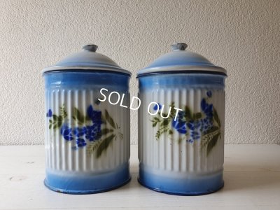 画像10: アンティークホーロー花柄キャニスター