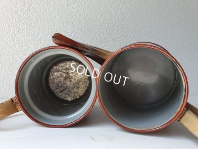 画像9: アンティークホーローローズ柄コーヒーポット