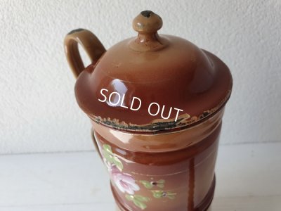 画像11: アンティークホーローローズ柄コーヒーポット