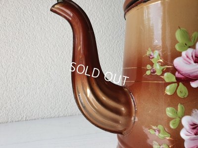 画像4: アンティークホーローローズ柄コーヒーポット