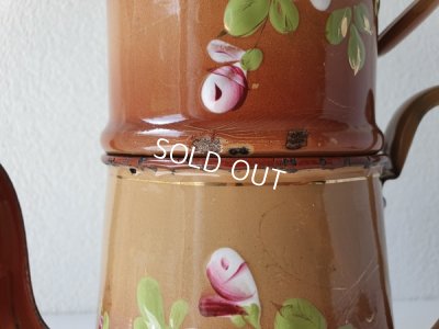 画像12: アンティークホーローローズ柄コーヒーポット