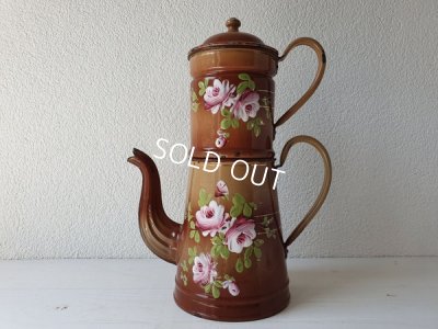 画像16: アンティークホーローローズ柄コーヒーポット