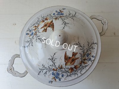 画像4: アンティークホーロー小鳥柄スーピエール