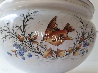 画像2: アンティークホーロー小鳥柄スーピエール