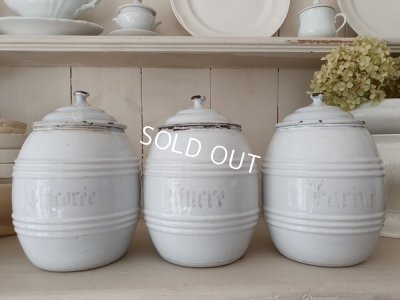 画像2: アンティークホーロー白キャニスター