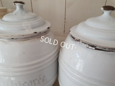 画像13: アンティークホーロー白キャニスター