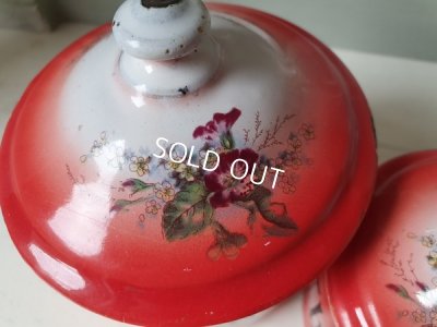 画像12: アンティーク花柄キャニスター3P