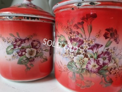 画像13: アンティーク花柄キャニスター3P