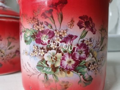 画像14: アンティーク花柄キャニスター3P