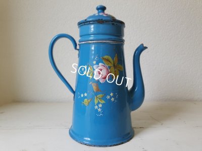 画像14: アンティークホーローローズ柄コーヒーポット