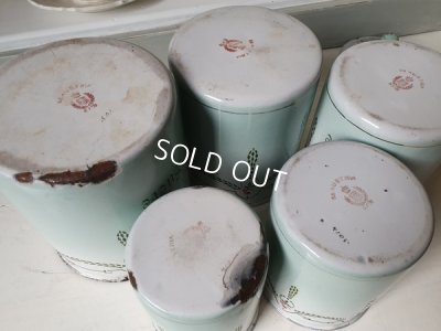 画像18: アンティークホーローローズ柄キャニスター5P