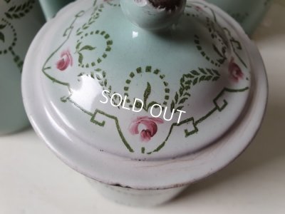 画像13: アンティークホーローローズ柄キャニスター5P