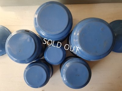 画像15: アンティークブルー格子柄キャニスター6P